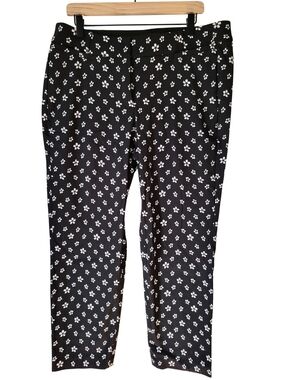 Lane Bryant The Allie Skinny Ankle Black Pants with White Floral Print Size 16